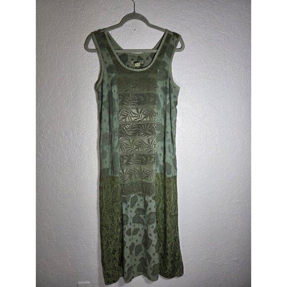 Citron Santa Monica Maxi Dress Sleeveless Patchwork Green Medium Boho Artsy 90s - Picture 1 of 5